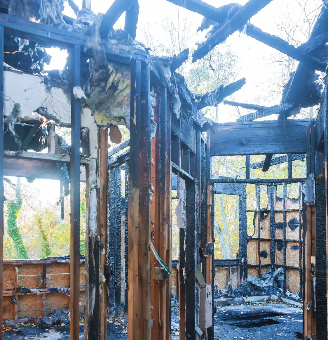 Fire damaged home.